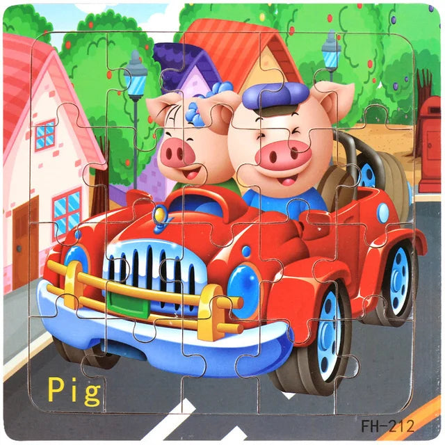 ✨ Montessori Holz Tierpuzzle - Farbenfroher Puzzlespaß für kleine Entdecker