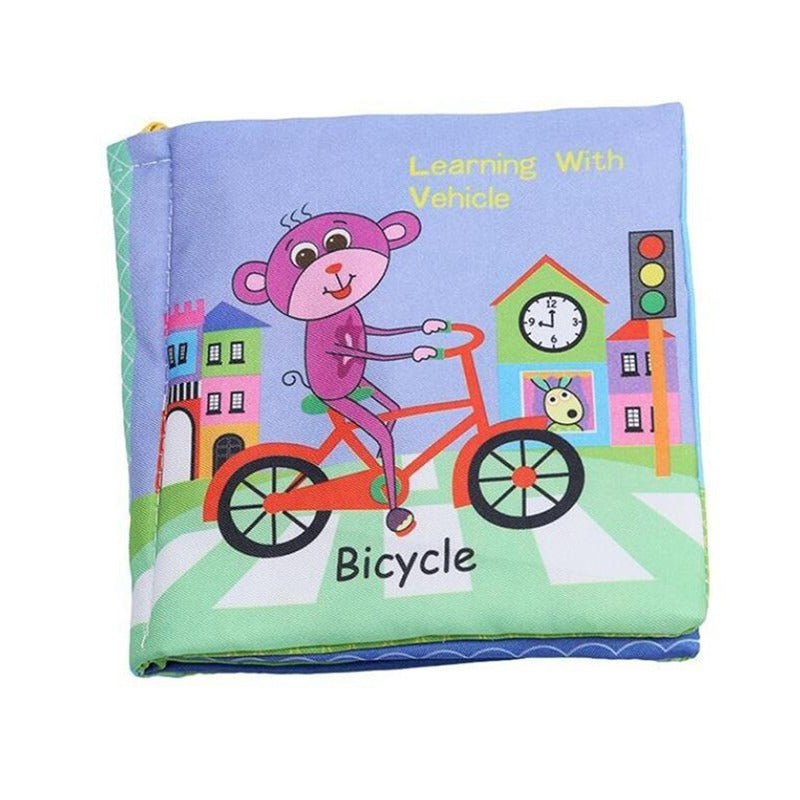 Mein erstes Montessori Stoffbuch Weiches Baby Fühlbuch Set zum Lernen von Obst Formen und Fahrzeugen