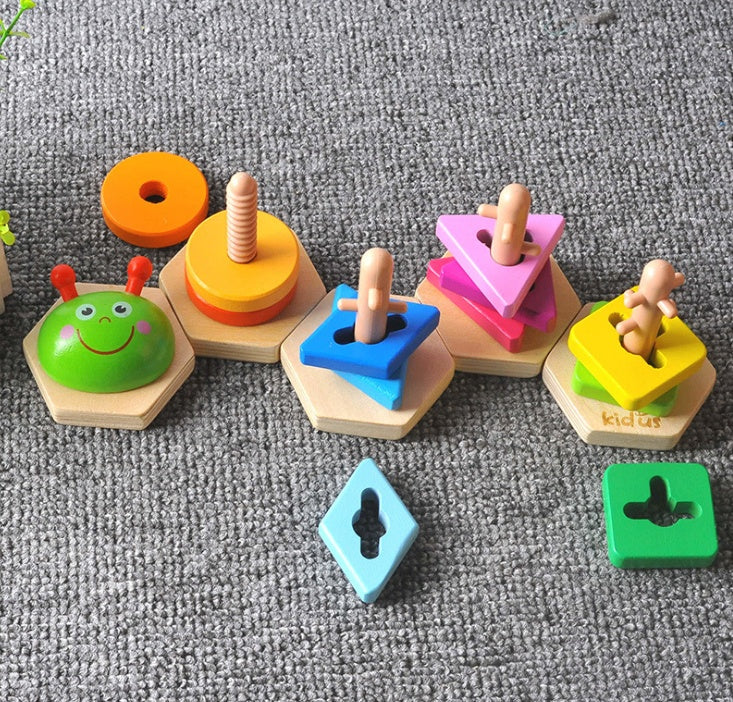 ✨ Montessori Stapel & Sortierspiel - Farbenfrohes Holzspielzeug für kleine Entdecker