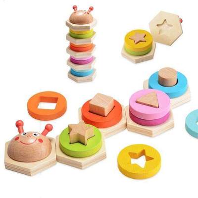 ✨ Montessori Stapel & Sortierspiel - Farbenfrohes Holzspielzeug für kleine Entdecker
