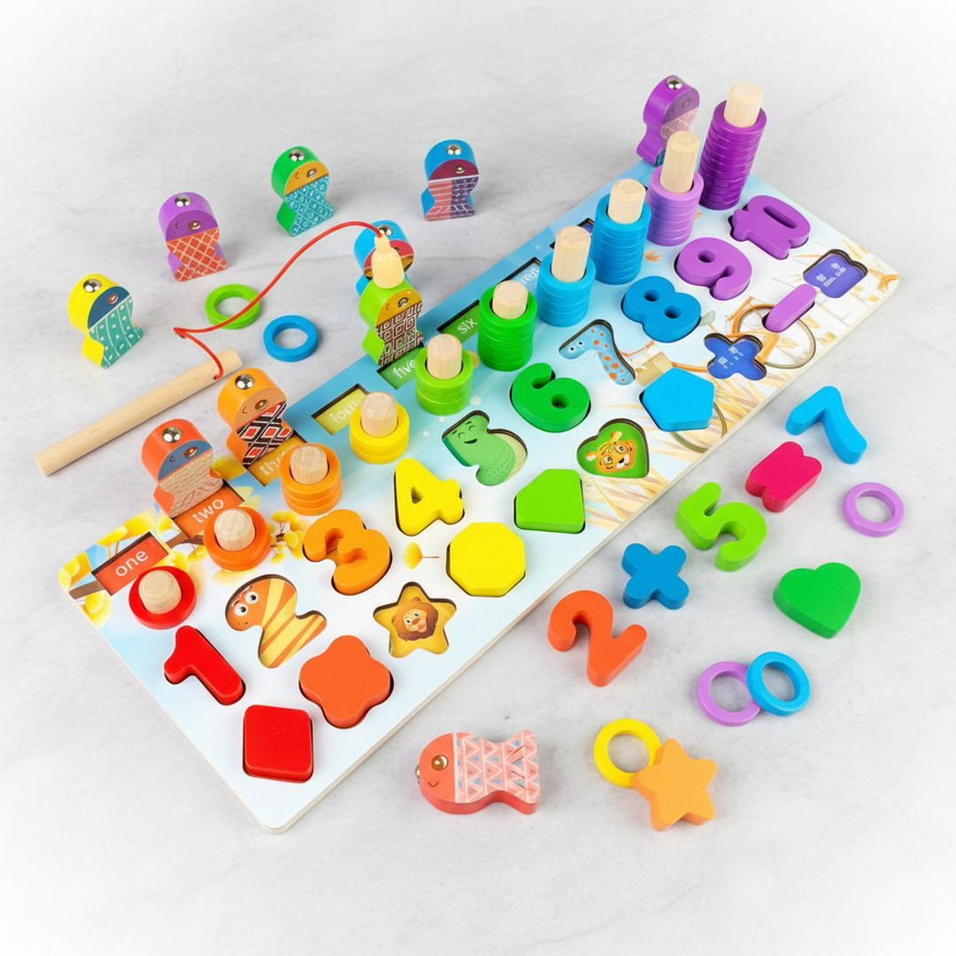 ✨ Montessori Holz Lernspiel für Kinder - Zahlen & Motorik spielerisch lernen