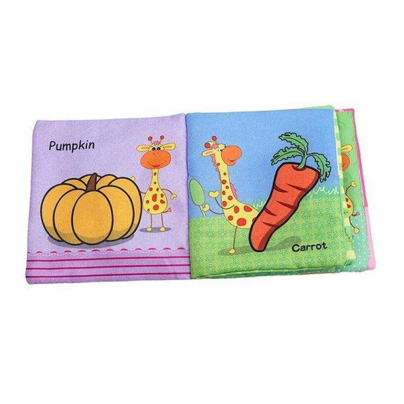 Mein erstes Montessori Stoffbuch Weiches Baby Fühlbuch Set zum Lernen von Obst Formen und Fahrzeugen