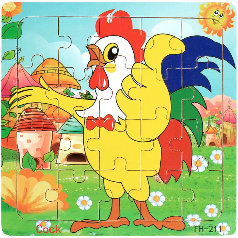 ✨ Montessori Holz Tierpuzzle - Farbenfroher Puzzlespaß für kleine Entdecker