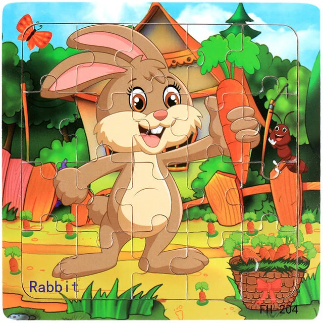 ✨ Montessori Holz Tierpuzzle - Farbenfroher Puzzlespaß für kleine Entdecker