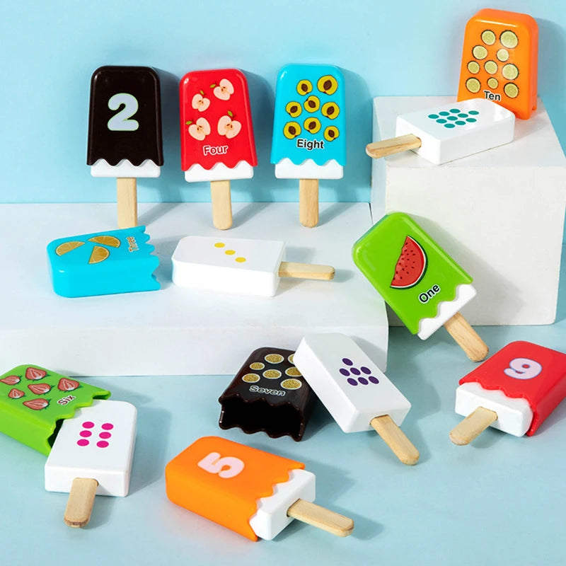 ✨ Montessori Eis Zahlen Lernspiel für Kinder - Farben, Zahlen & Zuordnung spielerisch lernen ( ab 3 Jahren )