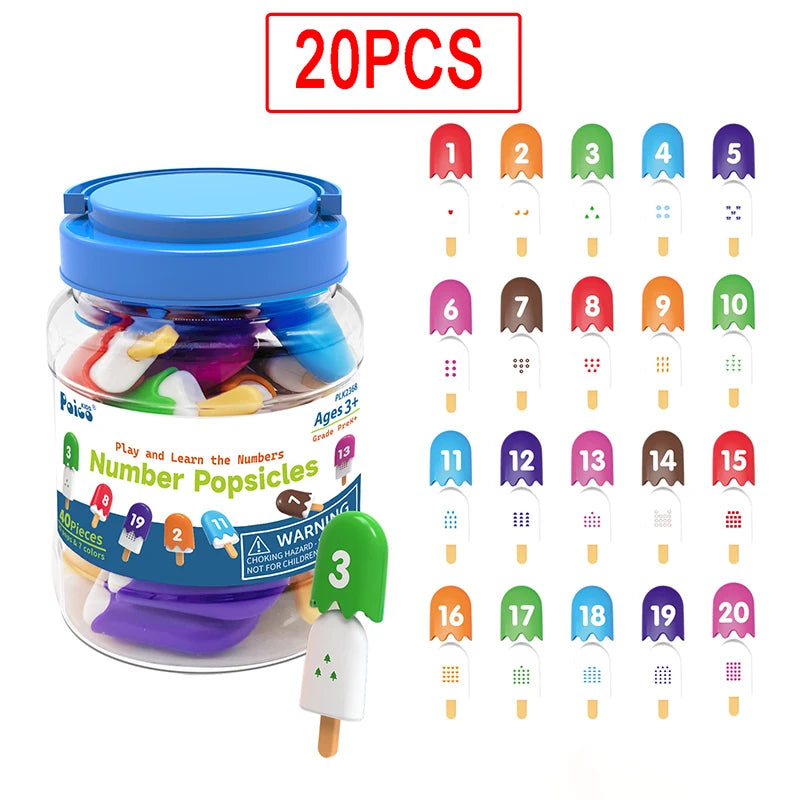 ✨ Montessori Eis Zahlen Lernspiel für Kinder - Farben, Zahlen & Zuordnung spielerisch lernen ( ab 3 Jahren )