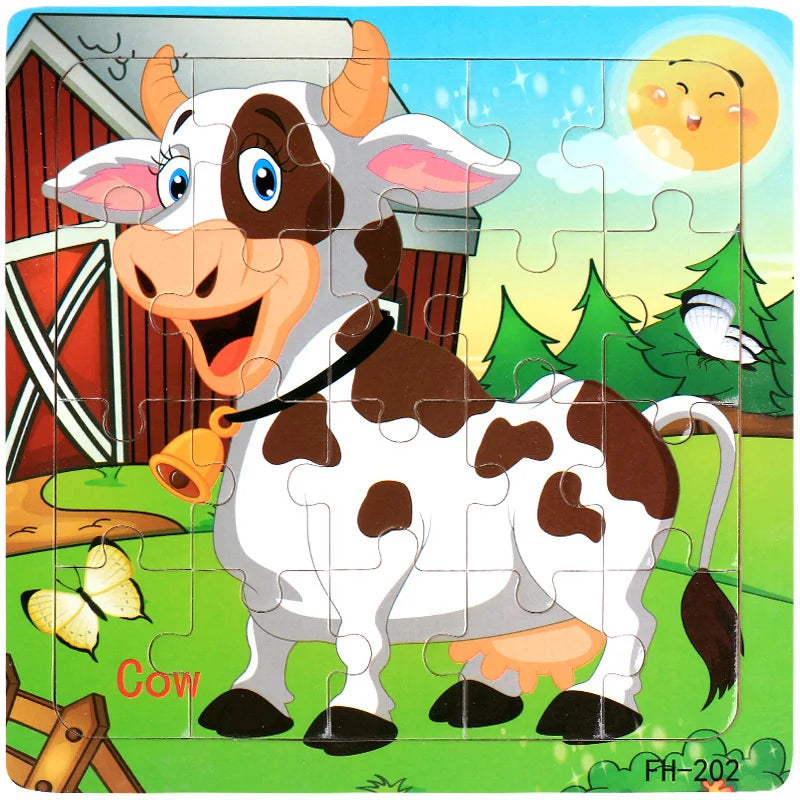 ✨ Montessori Holz Tierpuzzle - Farbenfroher Puzzlespaß für kleine Entdecker