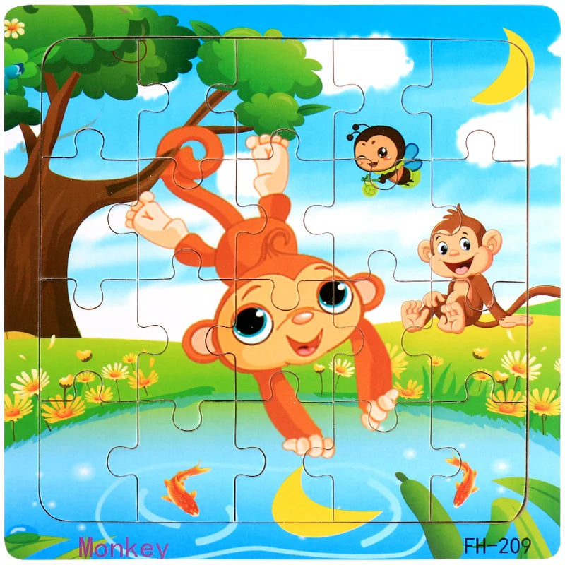 ✨ Montessori Holz Tierpuzzle - Farbenfroher Puzzlespaß für kleine Entdecker