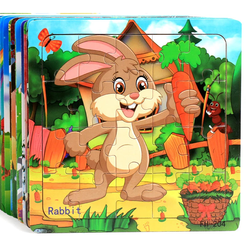 ✨ Montessori Holz Tierpuzzle - Farbenfroher Puzzlespaß für kleine Entdecker