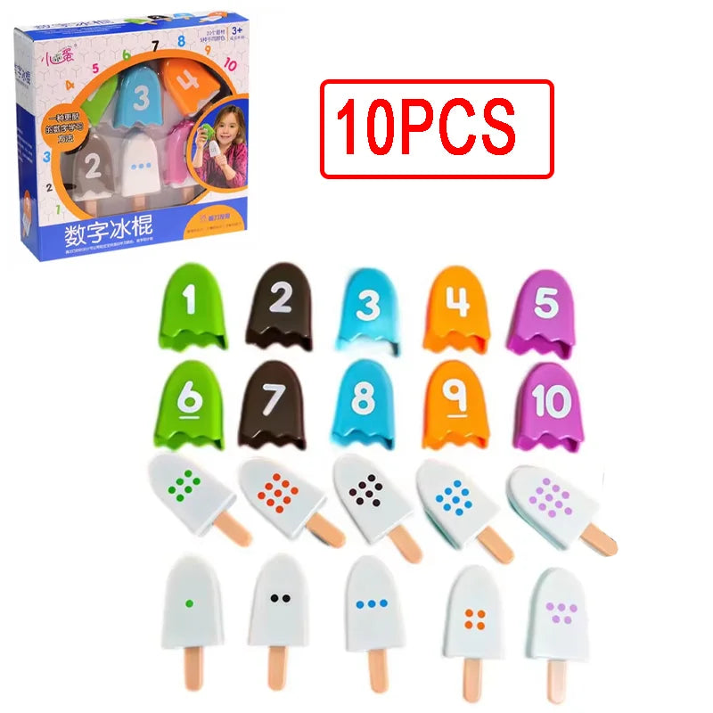 ✨ Montessori Eis Zahlen Lernspiel für Kinder - Farben, Zahlen & Zuordnung spielerisch lernen ( ab 3 Jahren )
