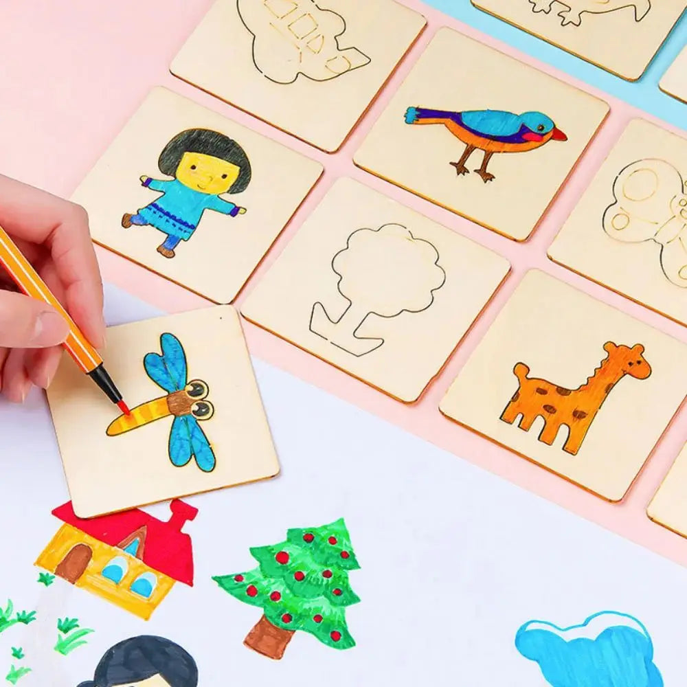 ✨Montessori Holz-Zeichenschablonen (20er Set) | Kreatives Lernspielzeug & Malset für Kinder (ab 2 Jahren)