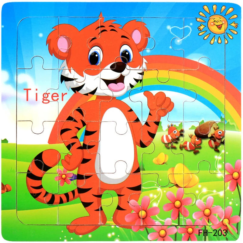 ✨ Montessori Holz Tierpuzzle - Farbenfroher Puzzlespaß für kleine Entdecker