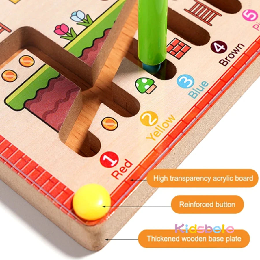 ✨ Montessori Lernlabyrinth - Magnetisches Holzspiel für Konzentration & Motorik (ab 3 Jahren)