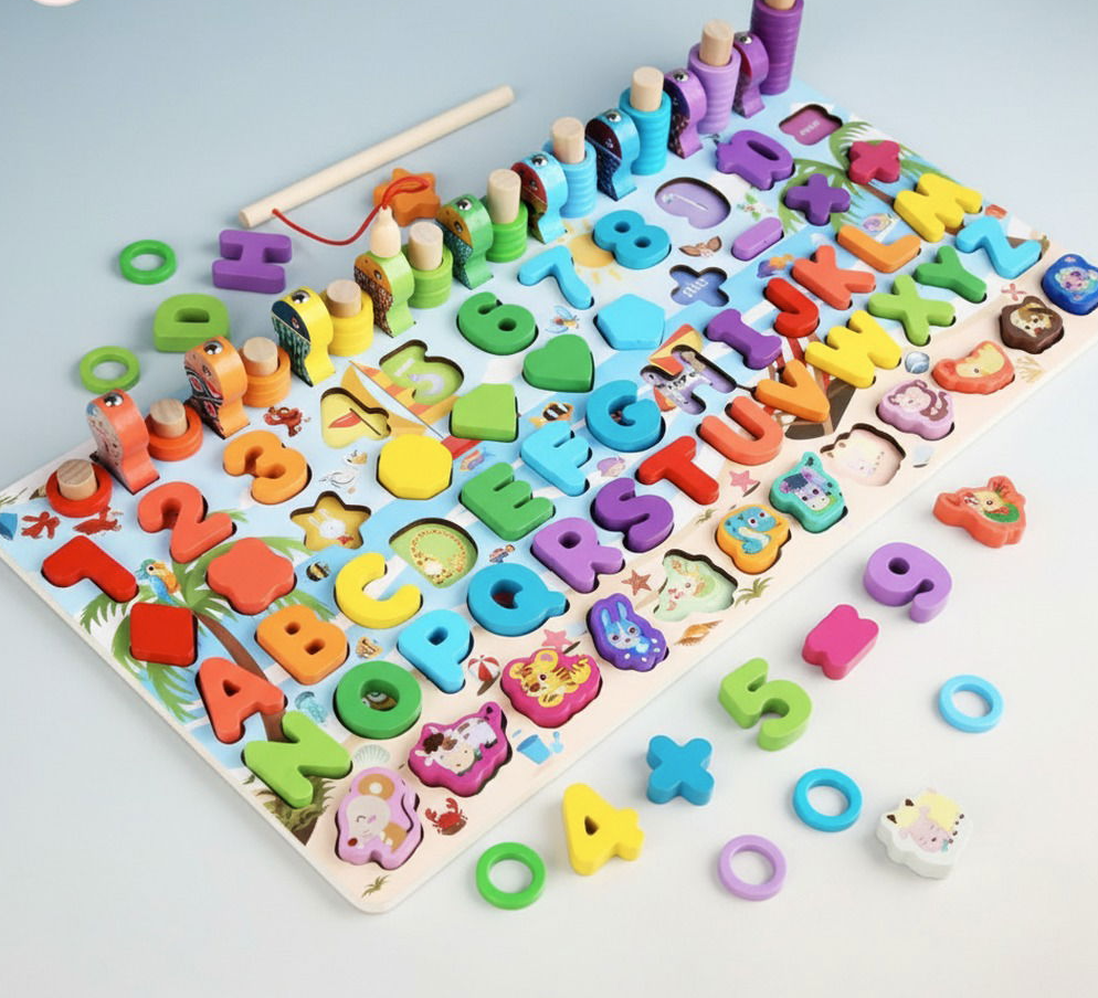 ✨ Montessori Holz Lernspiel für Kinder - Zahlen & Motorik spielerisch lernen