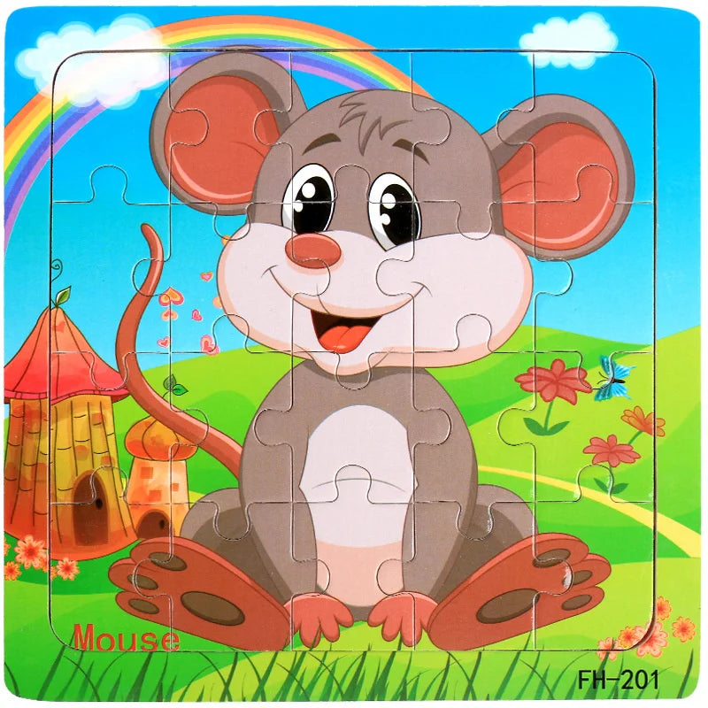 ✨ Montessori Holz Tierpuzzle - Farbenfroher Puzzlespaß für kleine Entdecker
