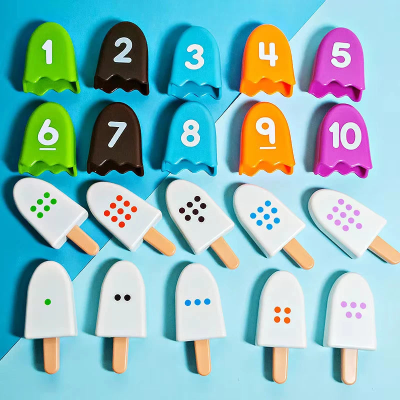 ✨ Montessori Eis Zahlen Lernspiel für Kinder - Farben, Zahlen & Zuordnung spielerisch lernen ( ab 3 Jahren )