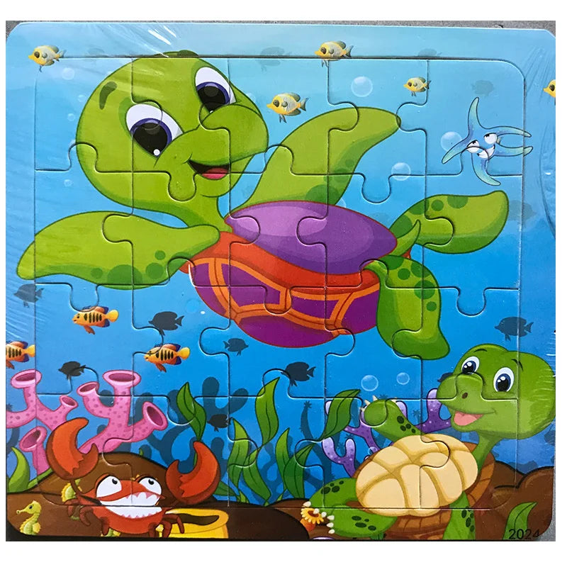 ✨ Montessori Holz Tierpuzzle - Farbenfroher Puzzlespaß für kleine Entdecker