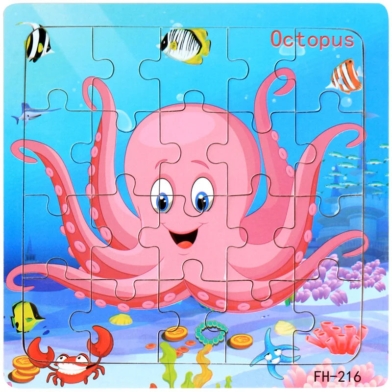 ✨ Montessori Holz Tierpuzzle - Farbenfroher Puzzlespaß für kleine Entdecker