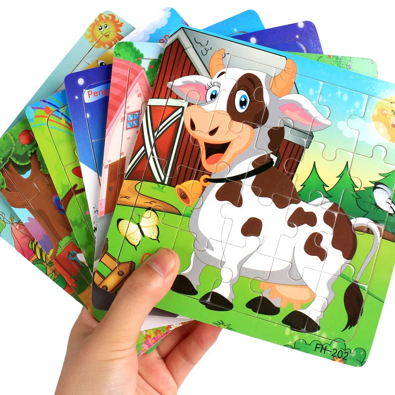 ✨ Montessori Holz Tierpuzzle - Farbenfroher Puzzlespaß für kleine Entdecker
