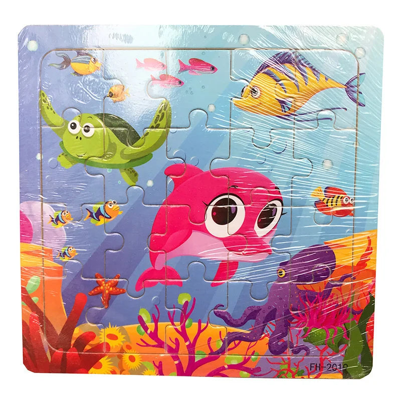 ✨ Montessori Holz Tierpuzzle - Farbenfroher Puzzlespaß für kleine Entdecker