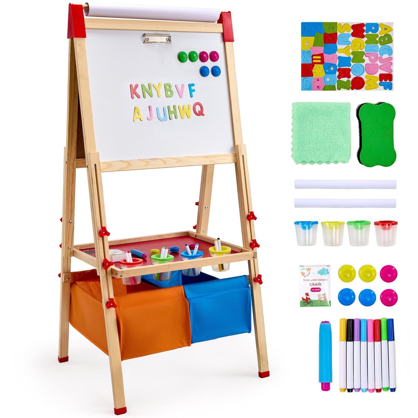 ✨ Montessori 3 in 1 Mal- & Lernstaffel mit Whiteboard,Kreidetafel & Papierrolle