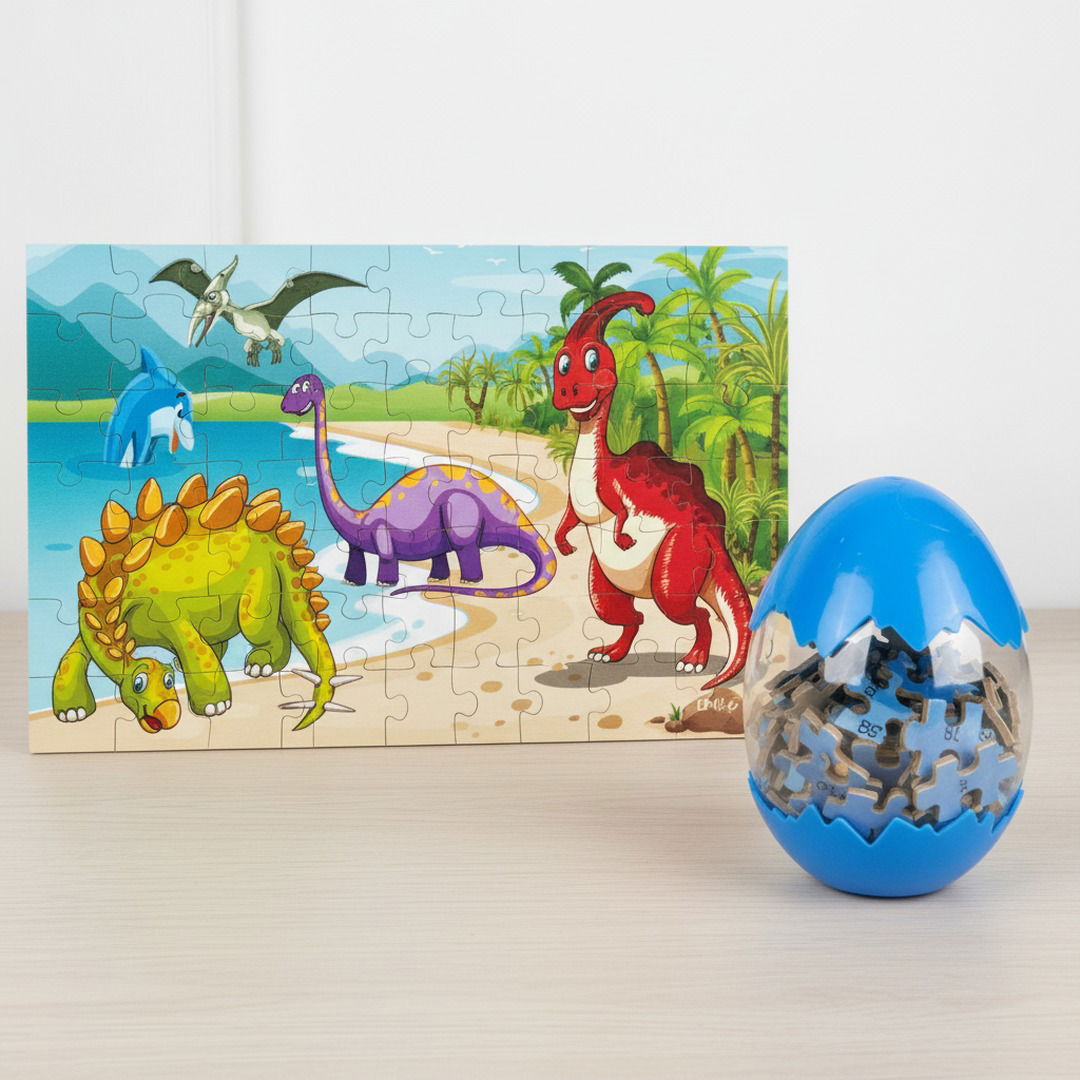 ✨ Montessori Überraschung Dinosaurier Ei - 60 Teile Holzpuzzle für kleine Entdecker