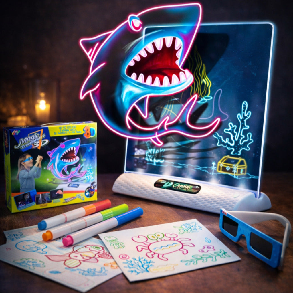 ✨ Premium Version ✨  Magisches 3D LED Zeichenbrett für Kinder - Kreativität trifft Lernen